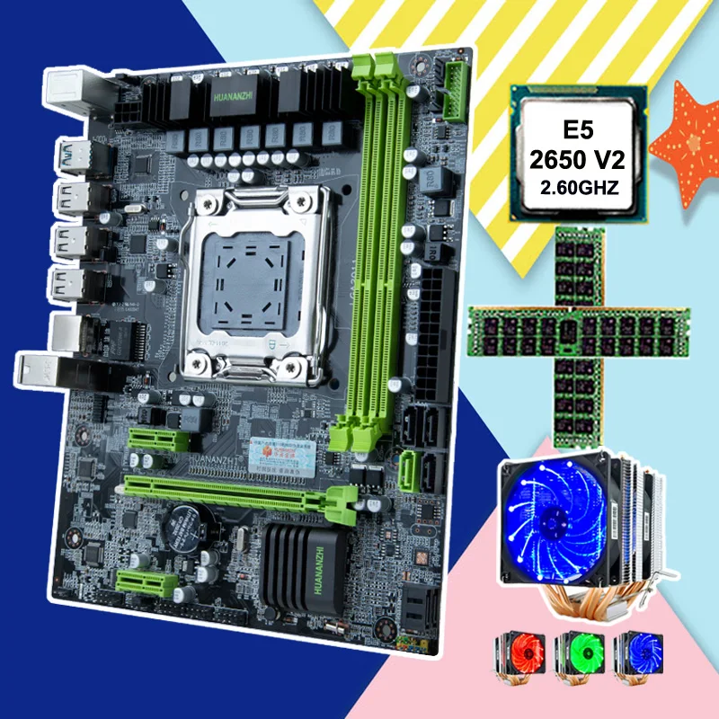 HUANANZHI M ATX X79 6M материнская плата с двумя M.2 слот SSD хороший процессор Intel Ксеон E5 2650 V2