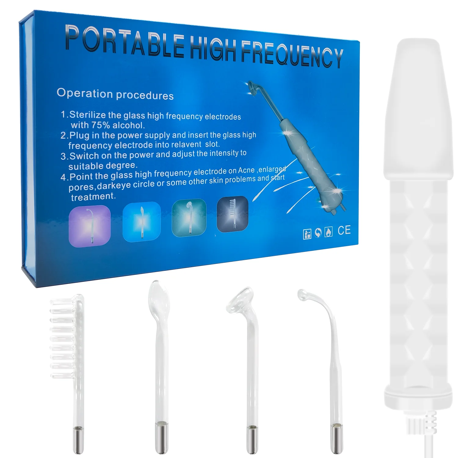 

TUMAKOU High Frequency Facial Machine Wand Portable High Frequency Face Skin Therapy Wand for Wrinkles Removal,Skin Tightening