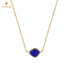 Яркая ожерелье глаза леди, лазурит, белый фритильярий, цепочка на ключицы, серебро 925 пробы, HM062