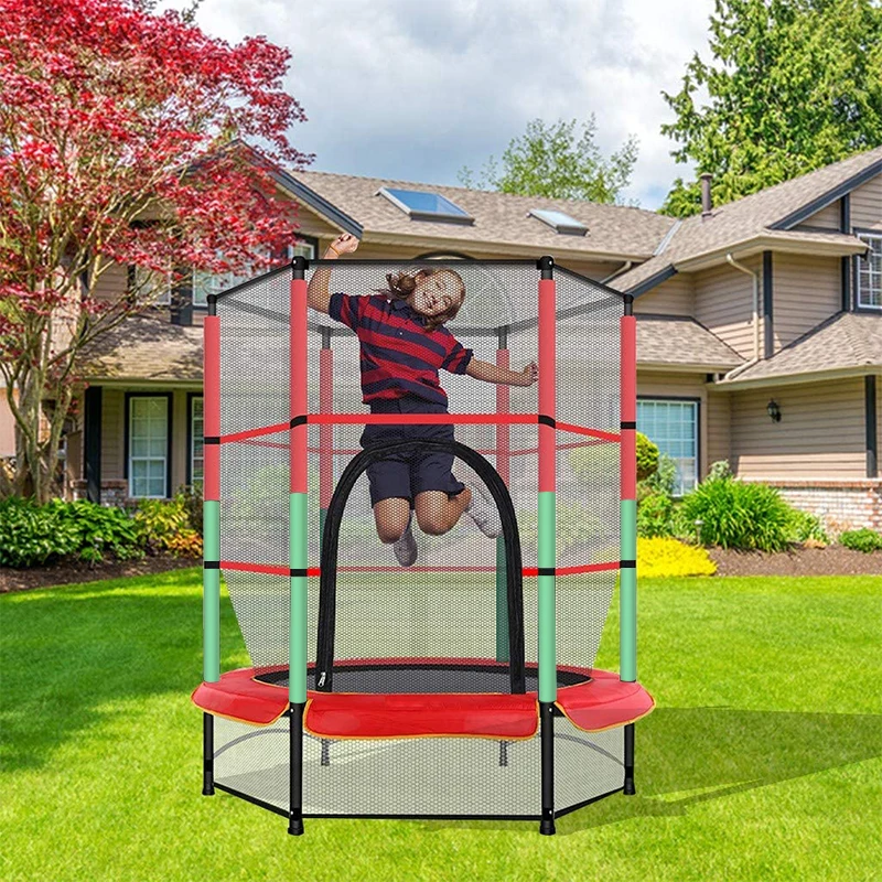 

OVERSEAS STOCK!!!Children's Trampoline With Enclosure Kids Jumping Bed Net Pad Indoor Outdoor Exercise Home Toys HWC