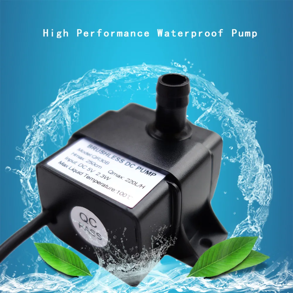 2018 Low Noise QR30B DC 5V 2.3W 220L/H Flow Rate Waterproof IP68 CPU Cooling Car Brushless Water Pump Top Sale | Обустройство дома