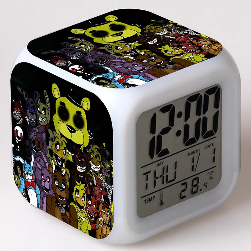 Фигурка из аниме пять ночей у Фредди светодиодный Будильник FNAF светильник для