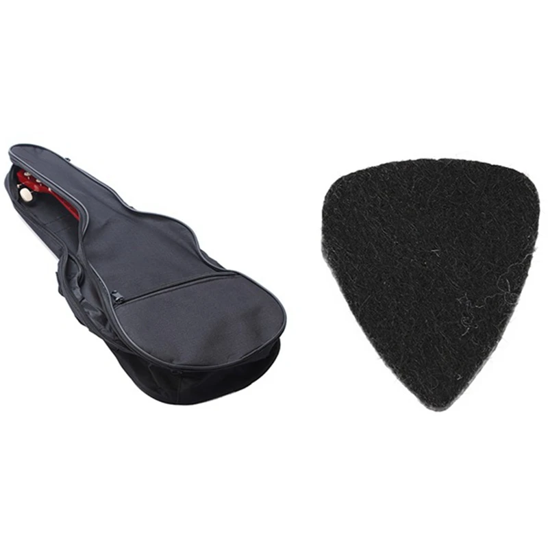 

Ukulele Soft Shoulder/Back Carry Gig Bag with 5 Pcs Soft Hard Ukulele Wool Felt Picks Mandolin Guitar Plectrums,Black