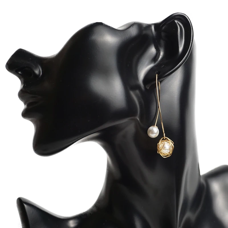 Висячие серьги Cpop с жемчугом для женщин массивные двойным Модная бижутерия