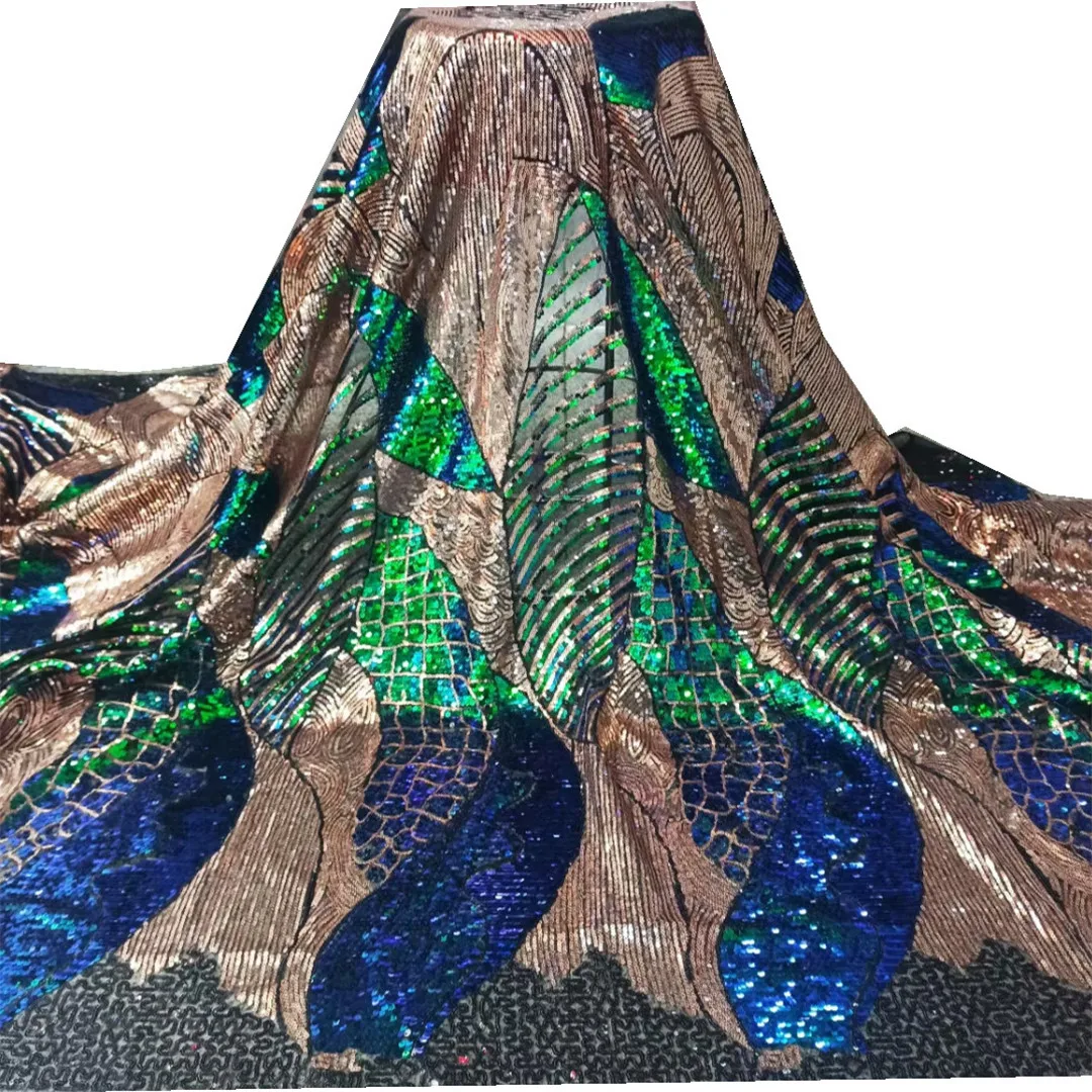 

2021 African French Net Lace Fabric With Sequins High Quality Sequins Tulle Lace Fabric Nigerian Lace Fabric For Wedding Dress