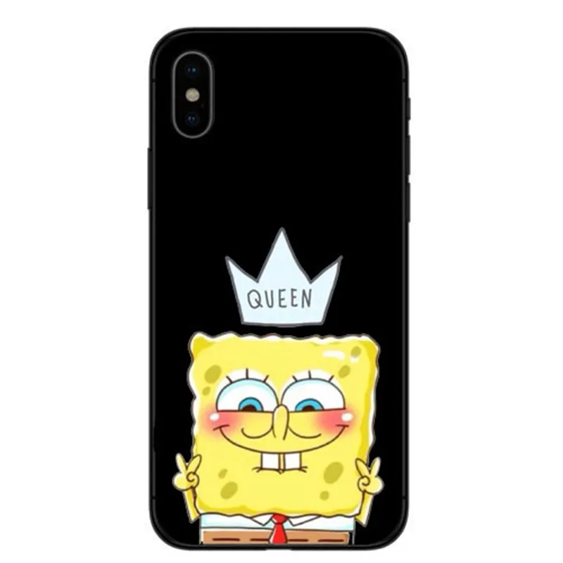 SpongeBobs Квадратные Штаны Губка Bobs лучший друг черный ТПУ Мягкий силиконовый чехол для телефона для iphone 11ProMax X XR XMax 8Plus 7 6 5