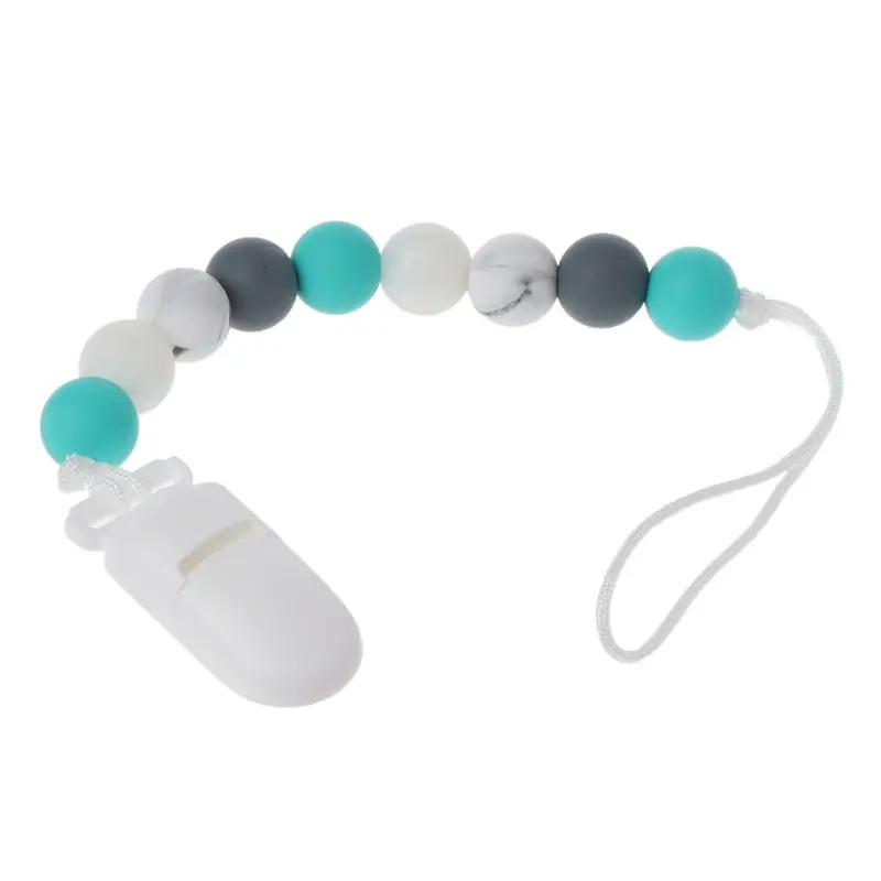 

Teether Pacifier Clip Marble Silicone Beads Baby Pacifier Holder Soother Chains