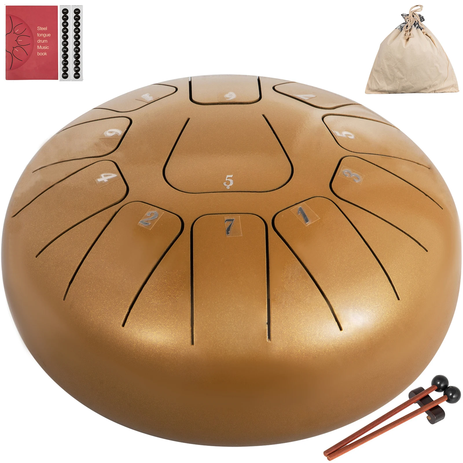 

VEVOR 8 Inch Steel Tongue Drum In F Tune 11 Notes 20cm Hand Pan Drum Tank With Travel Bag Percussion Instruments Handpan Drum