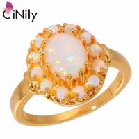 cinily luxury big fire opal finger rings yellow gold color filled ring with round white stone flower flora jewelry woman