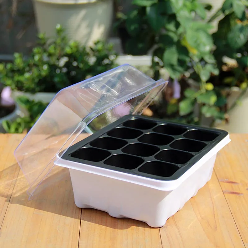 

12 Cells Seed Starter Seedling Trays Box Plant Grow Nursery Seed Holder Breeding Boxes Seedling Tray Grow Box Gardening Supplies