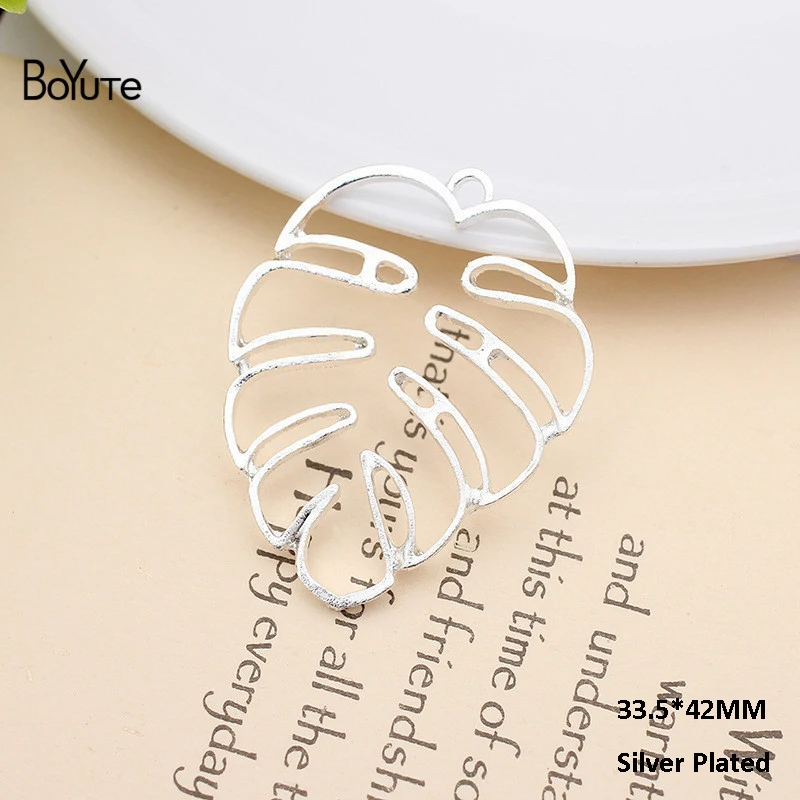 Silver-33.5x42MM BoYuTe(20 Pieces/Lot) Metal Alloy 40*34MM Maple Leaf Materials Vintage Hand Made Diy Jewelry Accessories Wholesale - Цвет: Silver-33.5x42MM