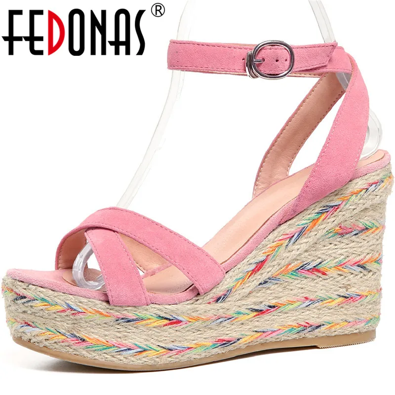FEDONAS/2021 Сезон весна лето Женские туфли лодочки на платформе Босоножки высоком