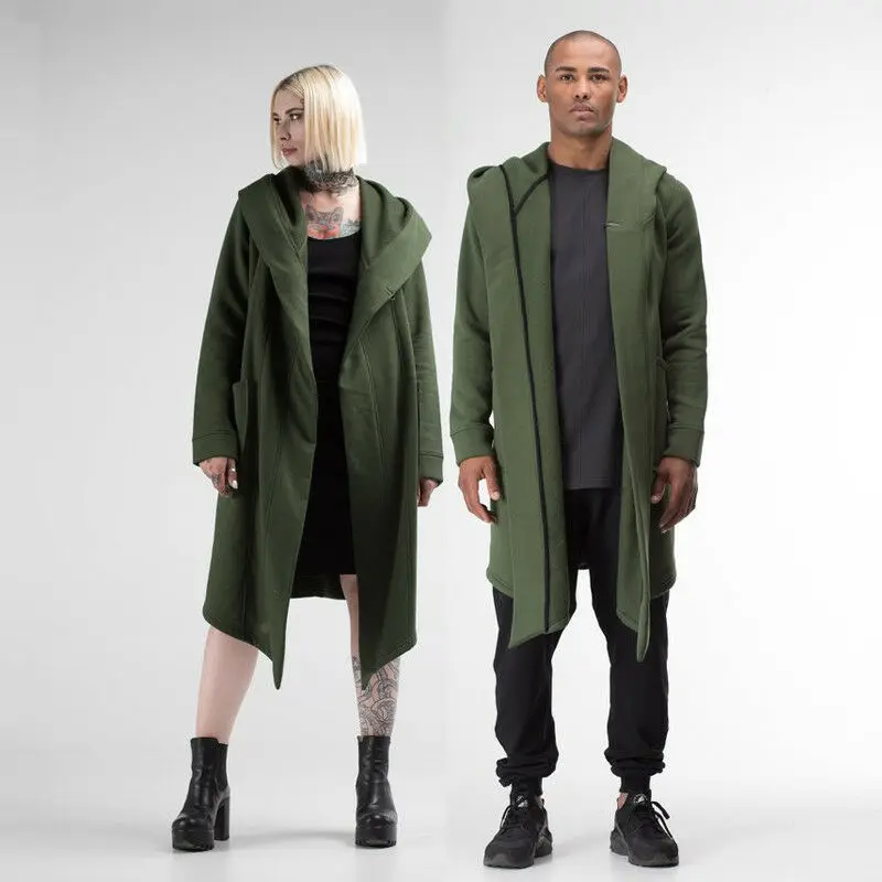 

Unisex Winter Jacket Casual Open Stitch Hooded Long Cloak Cape Coat Cardigan Hoodie Jacket Women Men Pocket Coat Warm Trench hot