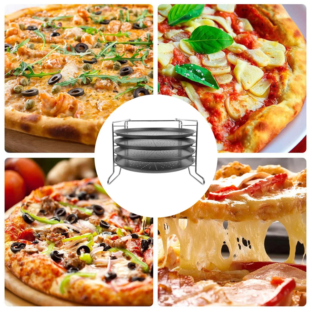 

1 Set Pizza Baking Pans with Holes Round Pizza Tray Home Kitchen Supplies