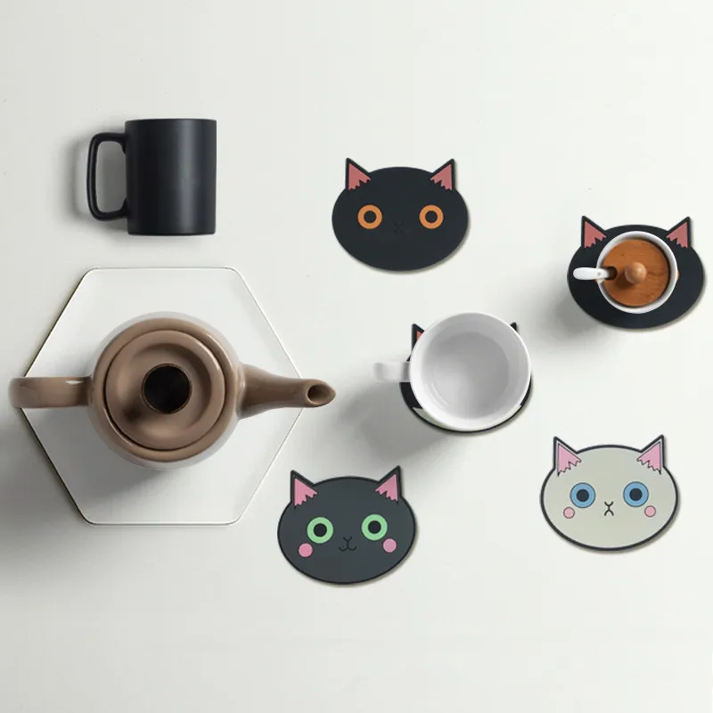 Нескользящие подставки ILFML из ПВХ с мультяшным котом для обеденного стола
