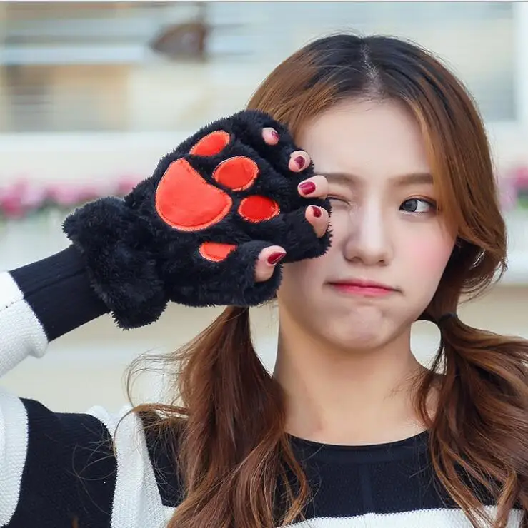 Симпатичные женские перчатки в виде медвежьих кошачьих лап женский костюм милые