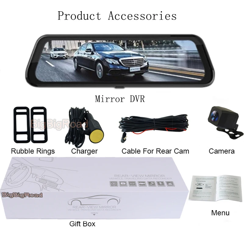 

BigBigRoad Car DVR Dash Camera IPS Stream RearView Mirror Video Recorder For Great Wall Wingle 5 6 7 C30 C20R C50 M2 M4 V80