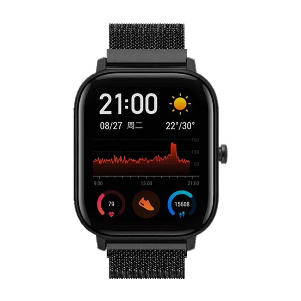 Металлический Миланский ремешок для часов для Xiaomi Huami Amazfit GTS/GTR 42 мм/Bip, Модный женский и мужской браслет, смарт-часы, аксессуары