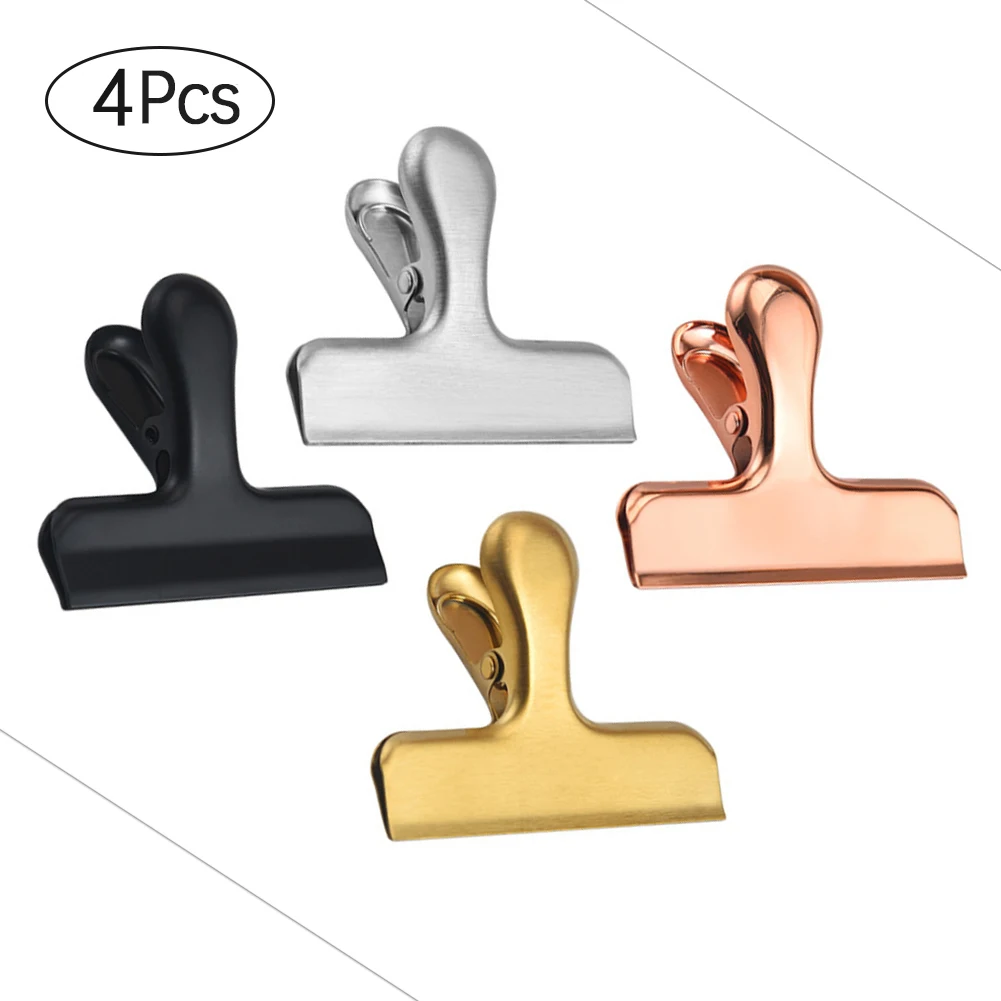 

4PCS Heavy Duty Air Tight Seal Grip Assorted Colors Metal Food Sealing Bill Bulldog Clips For Food Bags Document Snack