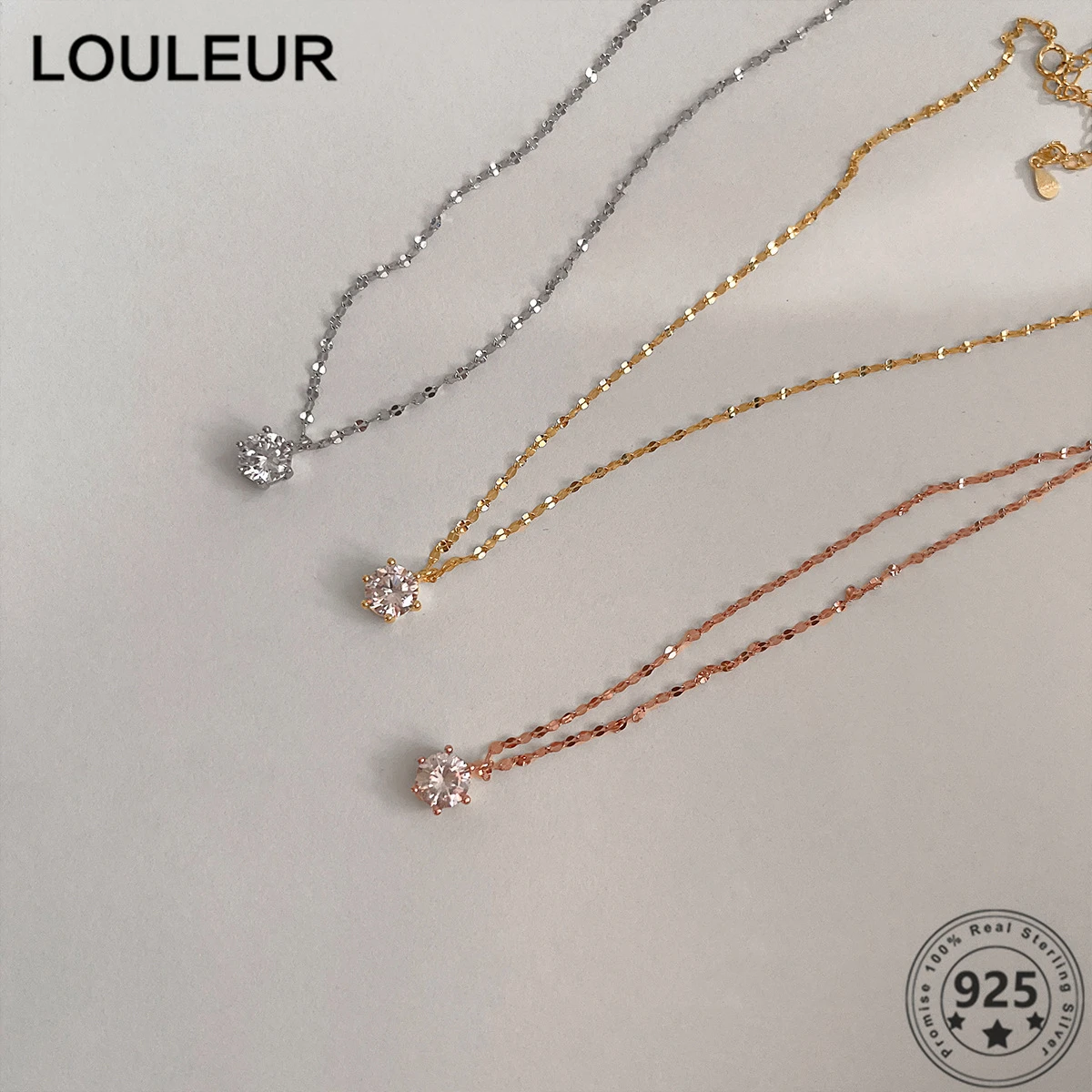 

Чокер LouLeur из стерлингового серебра 925 пробы, простое ожерелье с кулоном из циркония для женщин и девочек, изящное Ювелирное Украшение, 2021 ро...