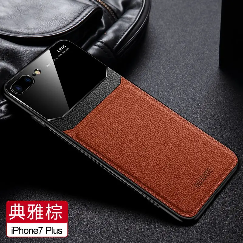 brown Кожаный чехол для Iphone X Xr, для Iphone 7, 8, 7 plus, 8 Plus, из искусственной кожи, анти-осенний чехол для Iphone Xs max, роскошный, 11 Pro, Max, зеркальный - Цвет: brown