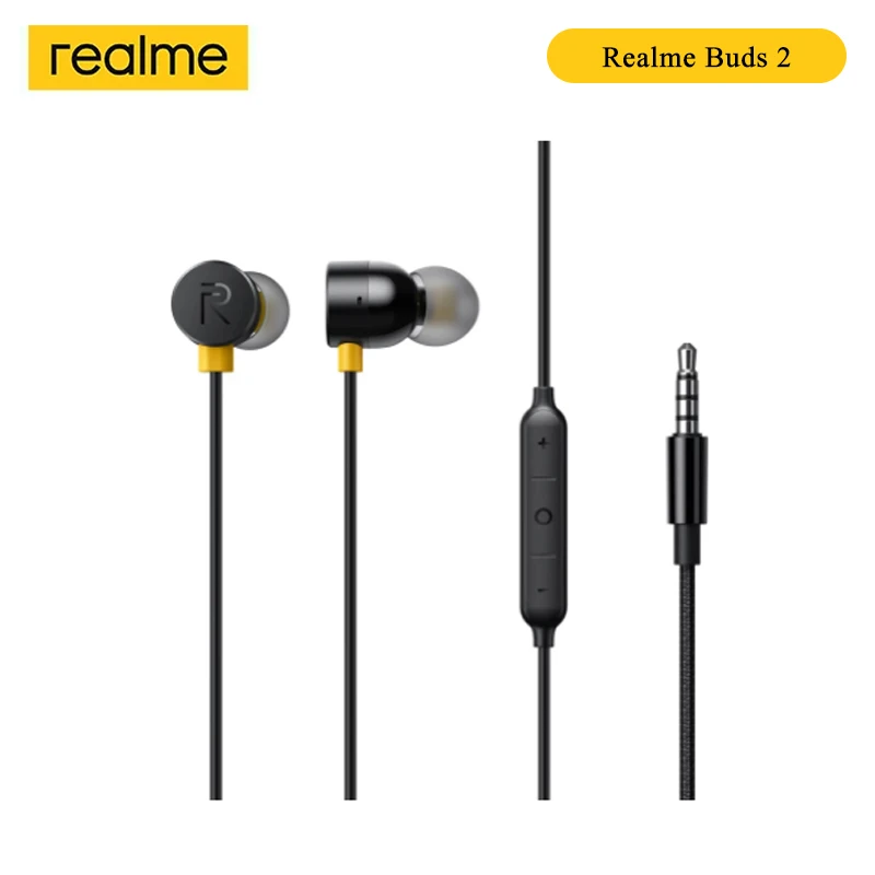 Наушники Realme Buds 2 Wired-3.5mm 3 кнопки с микрофоном проводная Магнитная гарнитура