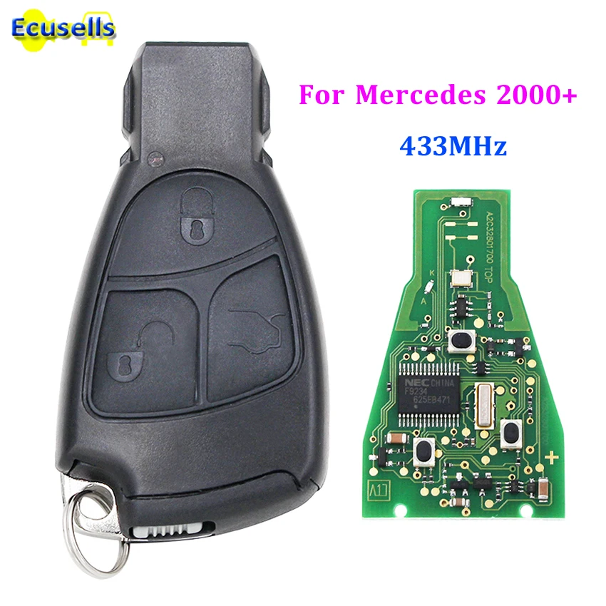 Умный пульт дистанционного управления для автомобиля fob 3 кнопки 433 МГц Mercedes Benz B C E
