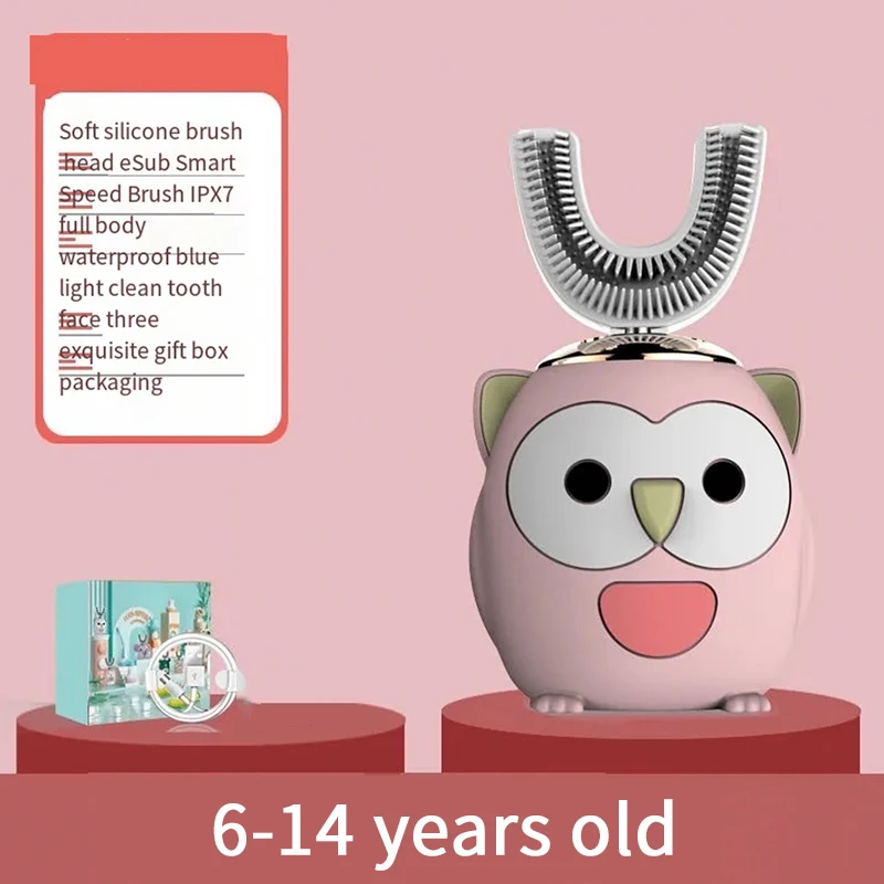 

Smart 360 Degree U Sonic Electric Toothbrush Waterproof Children's Silicone Automatic Ultrasonic Toothbrush Cartoon Pattern