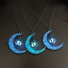 Ожерелье с подвеской в виде Луны, для мужчин и женщин, светящийся камень
