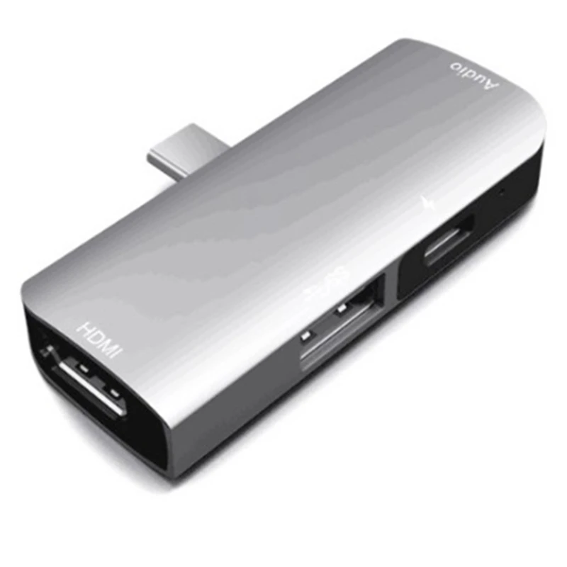 4 в 1 USB C концентратор type к Hdmi + аудио PD 30 Гц 3 5 мм Тип зарядный адаптер для Macbook iPad Pro