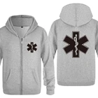 ЕМТ аварийного санитара толстовки для мужчин модные зимние мужские флисовые куртки с застёжкой-молнией и кардиганы Толстовка с капюшоном