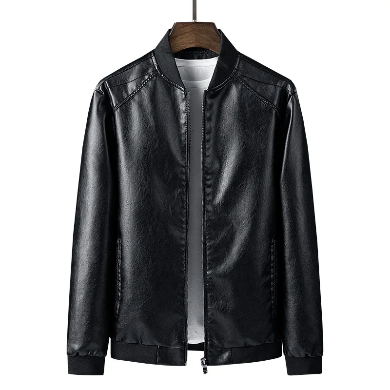 

2021 New Fashion Stand Collar Chaquetas De Cuero Hombre Good Quality Slim Veste Homme Cuir