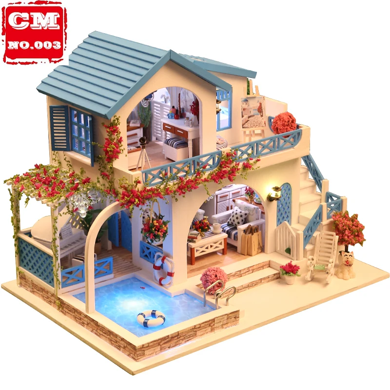 

10 Kinds DIY Doll House with Furniture Children Adult Miniature Wooden DollHouse Construction Model Building Kits Doll house Toy