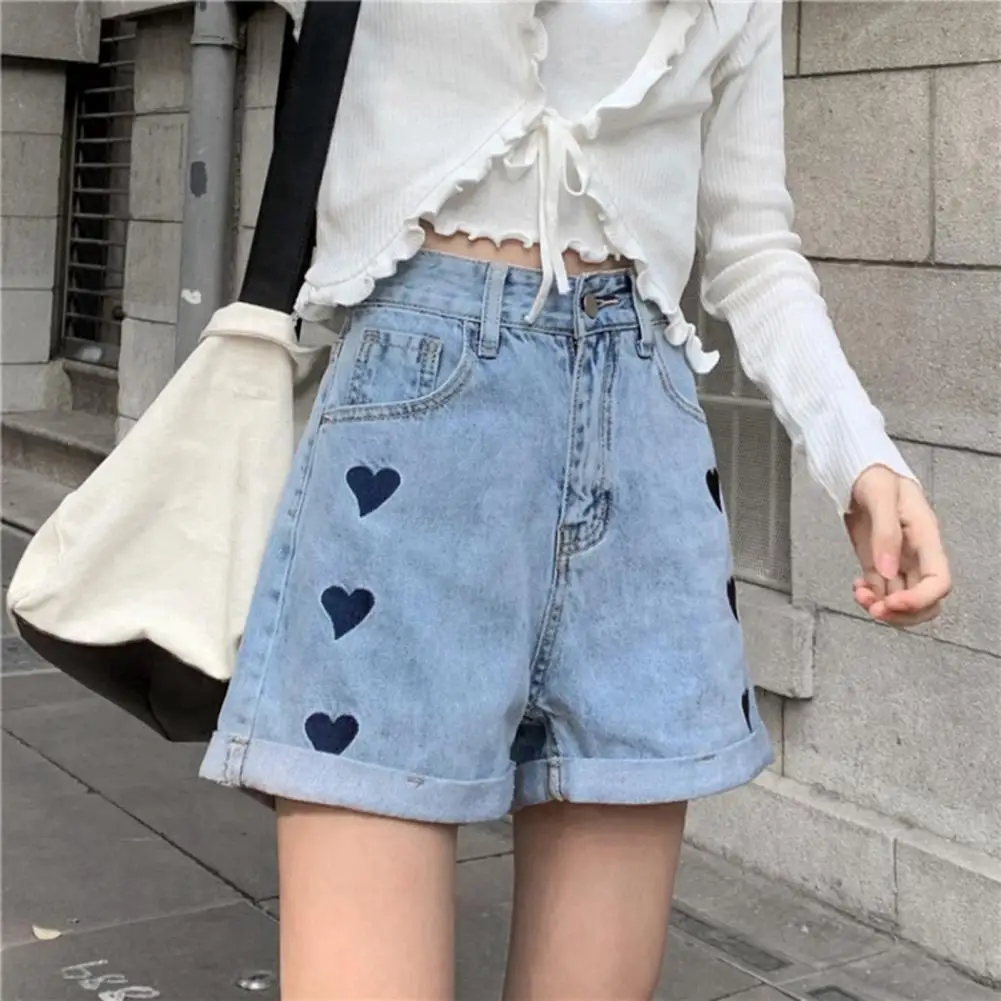 

Women Shorts 2021 Summer Casual Wide Leg Embroidered Summer High Waist Loose Shorts for Daily Wear