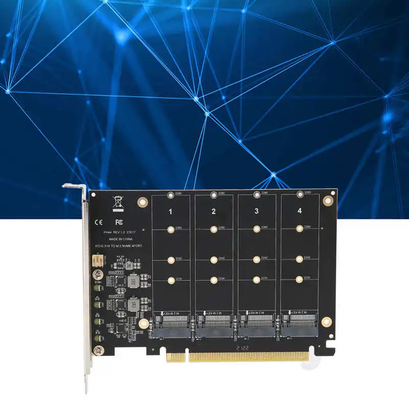 Карта адаптера 4 порта M.2 NVMe SSD на PCIE X16 M Key жесткий диск конвертер считыватель