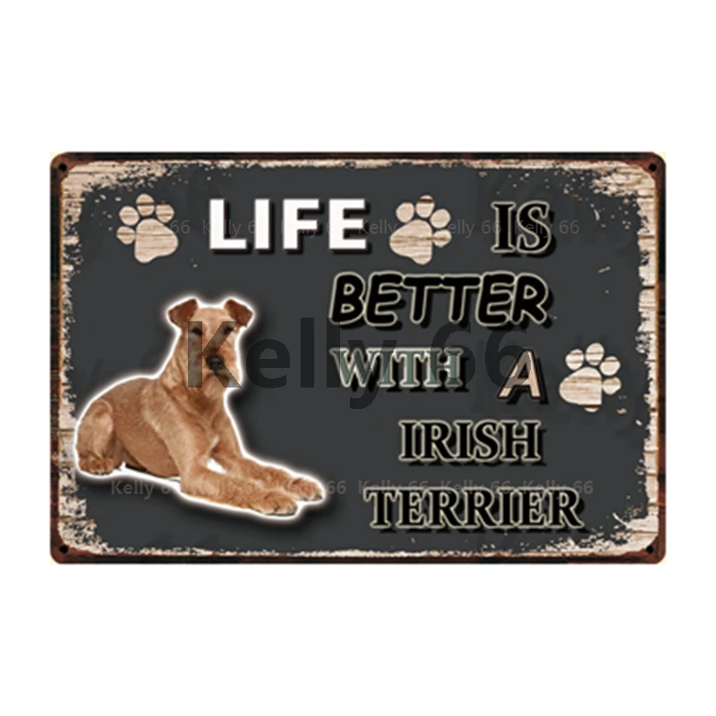 [Kelly66] собака жизнь лучше с немецким овчаром ирландский терьер Металлический Знак