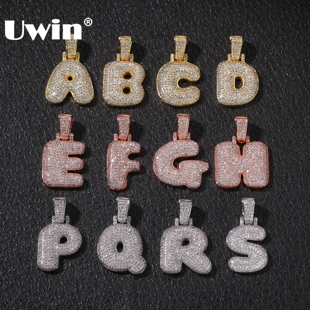 Uwin A-Z ожерелья на заказ пузырь начальный кулон из букв для мужчин и женщин Золото Серебро Цвет кубического циркония ювелирные изделия Хип-хоп