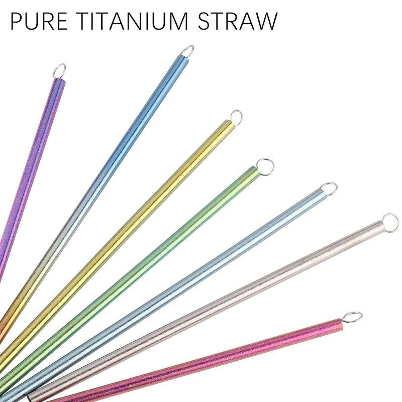 Прямая соломинка из титана многоцветная солома титанового сплава с чистящей