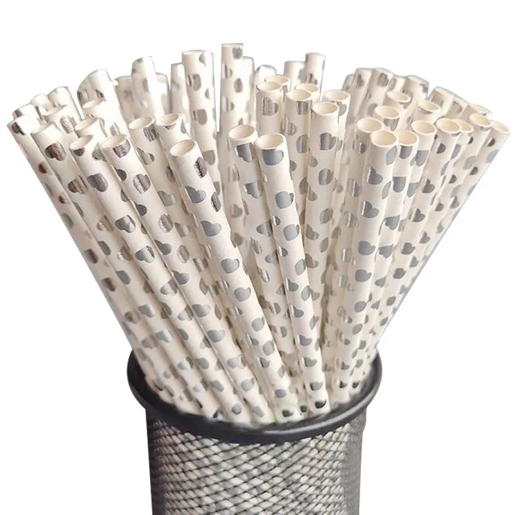 

50 Biodegradable Paper Straws Durable & Eco-Friendly in 2 Color Stripes - Rainbow Drinking Straws & Party Decoration Supplies