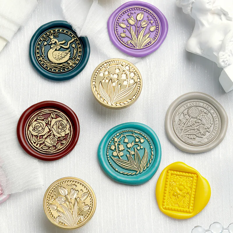 

25MM/30MM Retro Flower Animals Playground Wax Seal Sealing Stamp Head For Scrapbooking Envelopes Wedding Invitations With Handle