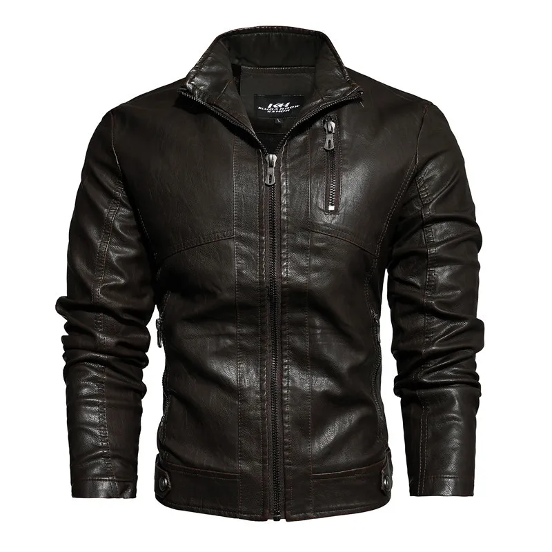 

Winter New Men Motorcycle ​Locomotive Leather Coat Fashion Jackets Casual Slim Coats Jackets PU Plus Fleece