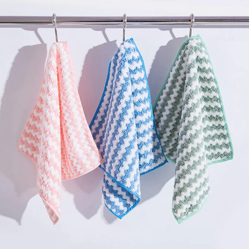 Useful Dish Cloth Towels Utensils for kitchen Tableware Cleaning Wiping Tools Coral Velvet Absorbent 2021 Kitchen supplies