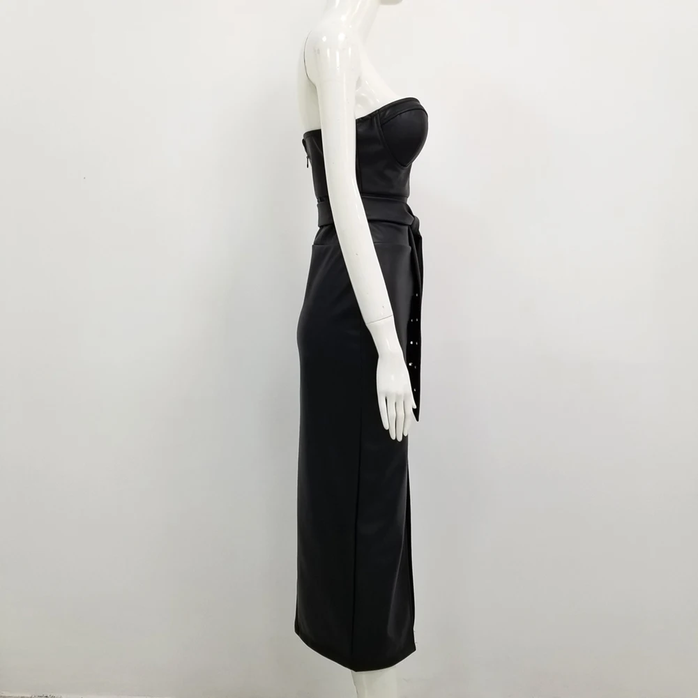 Платье-миди из ПУ кожи, без бретелек от AliExpress RU&CIS NEW