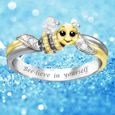 Новинка сплав круглая Милая пчела женские Свадебные обручальные Саржевые кольца