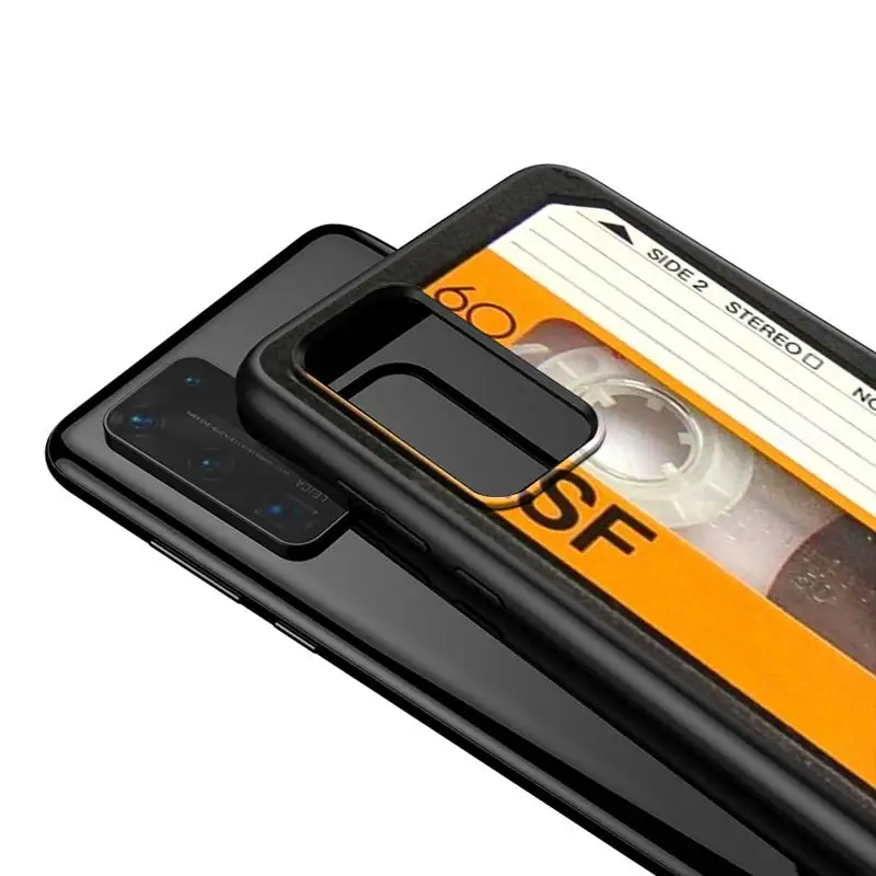 

For Huawei P40 P30 P20 Pro Lite E Plus 5G Bright Black Cover Vintage Magnetic Tape Cassette For Huawei P10 P9 P8 Lite Phone Case