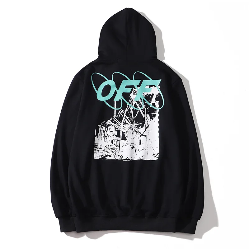 

Off white C / O Virgil abloh architectural print hooded men's and women's ow