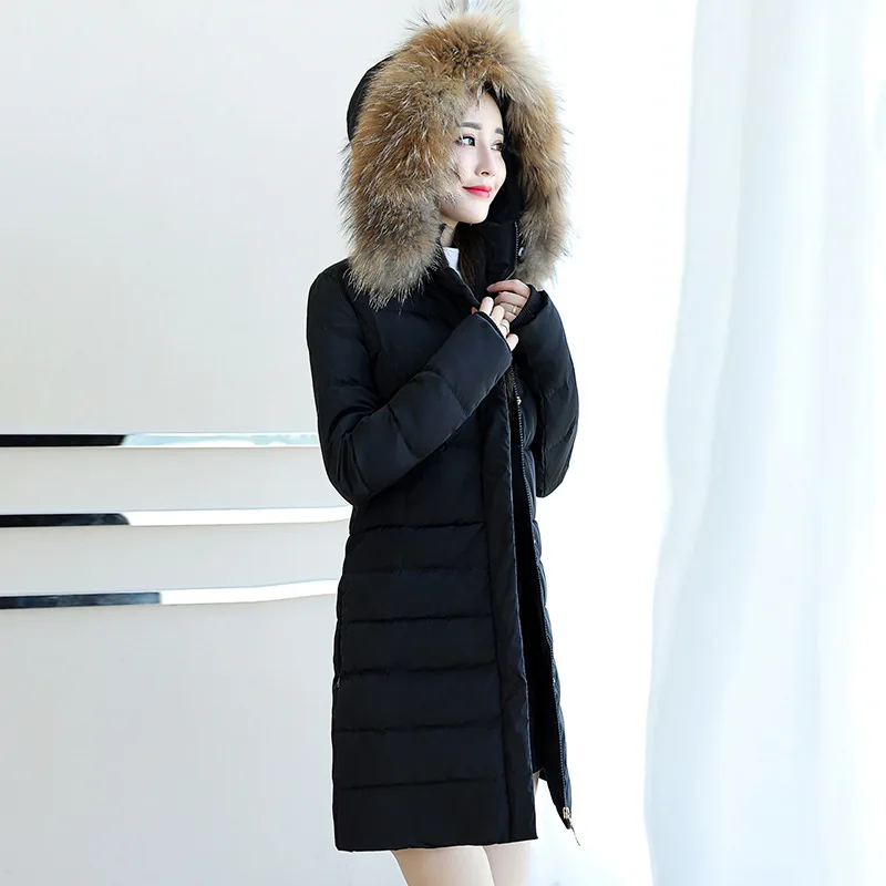 Женский пуховик теплое зимнее пальто женский на 90% белом утином пуху куртка с