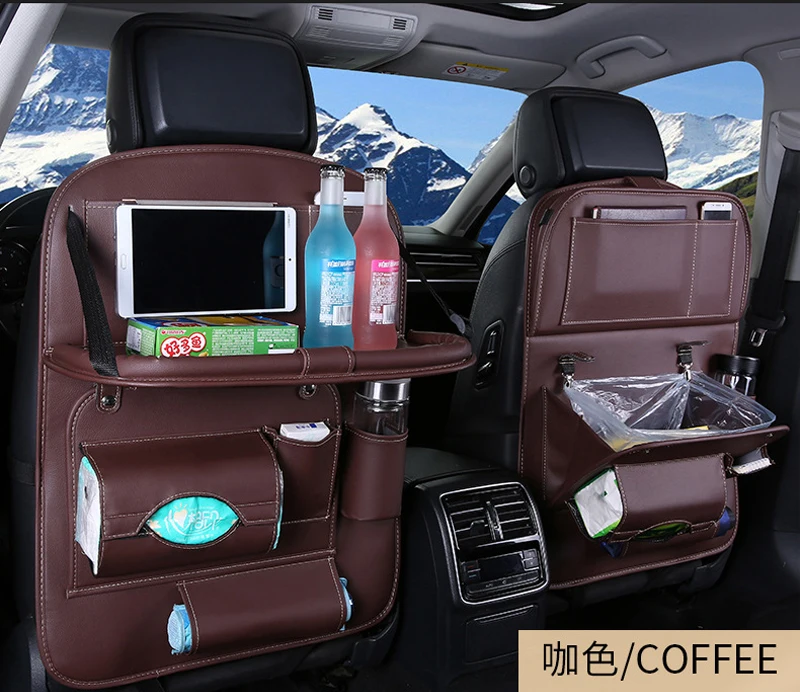 Coffee 1 piece Автокресло Органайзер из искусственной кожи авто сумка для хранения на спинку сиденья многоцелевой контейнер чашка iPad держатель для телефона Srorage решения - Название цвета: Coffee 1 piece
