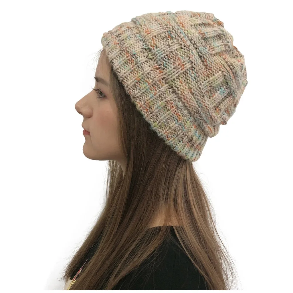 Женская модная повседневная шапка разноцветная уличная вязаные крючком шапки 2019