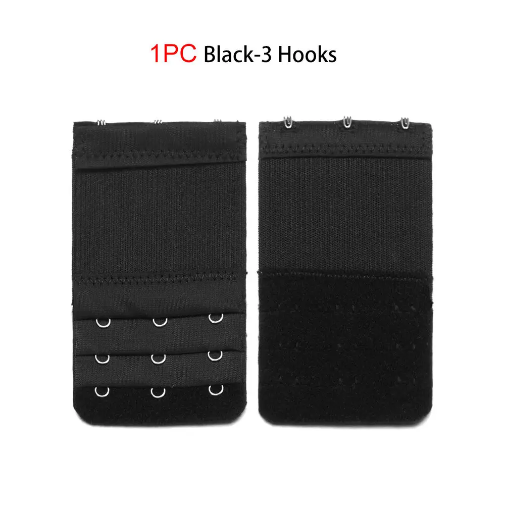 1PC black-3 Hooks 1 шт. удлинитель для бюстгальтера для женщин Дамский бюстгальтер на ремешке с пряжкой Регулируемый бюстгальтер расширение 2,3, 4 крючка нижнее белье бюстгальтер аксессуары - Цвет: 1PC black-3 Hooks